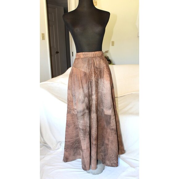VTG Handmade Leather Midi Skirt Psychedelic pattern Pockets Y2K Cowgirl Size M? - Picture 12 of 12